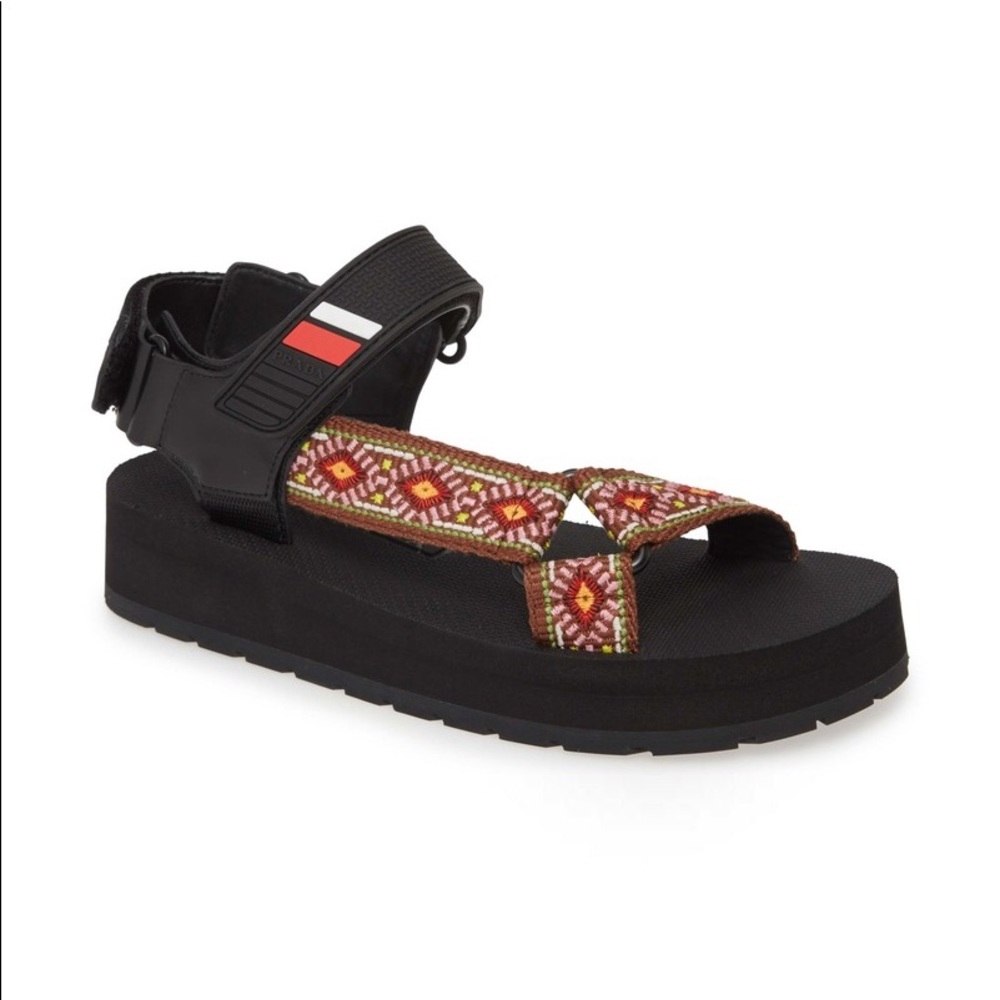 Prada Black and Red Sandals